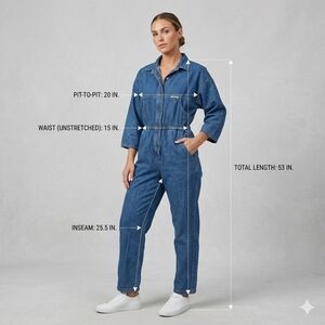 Vintage IDEAS Denim Jumpsuit Medium Made in USA Boiler Suit 100% Cotton